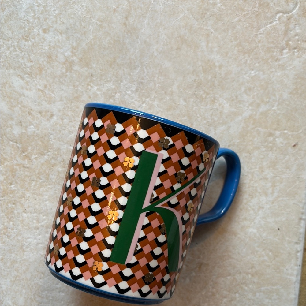 Anthropologie Monogram Mug with Green Letter K